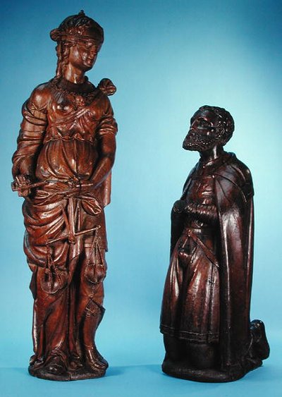 Jehan de Bove che chiede misericordia alla Giustizia da Flemish School